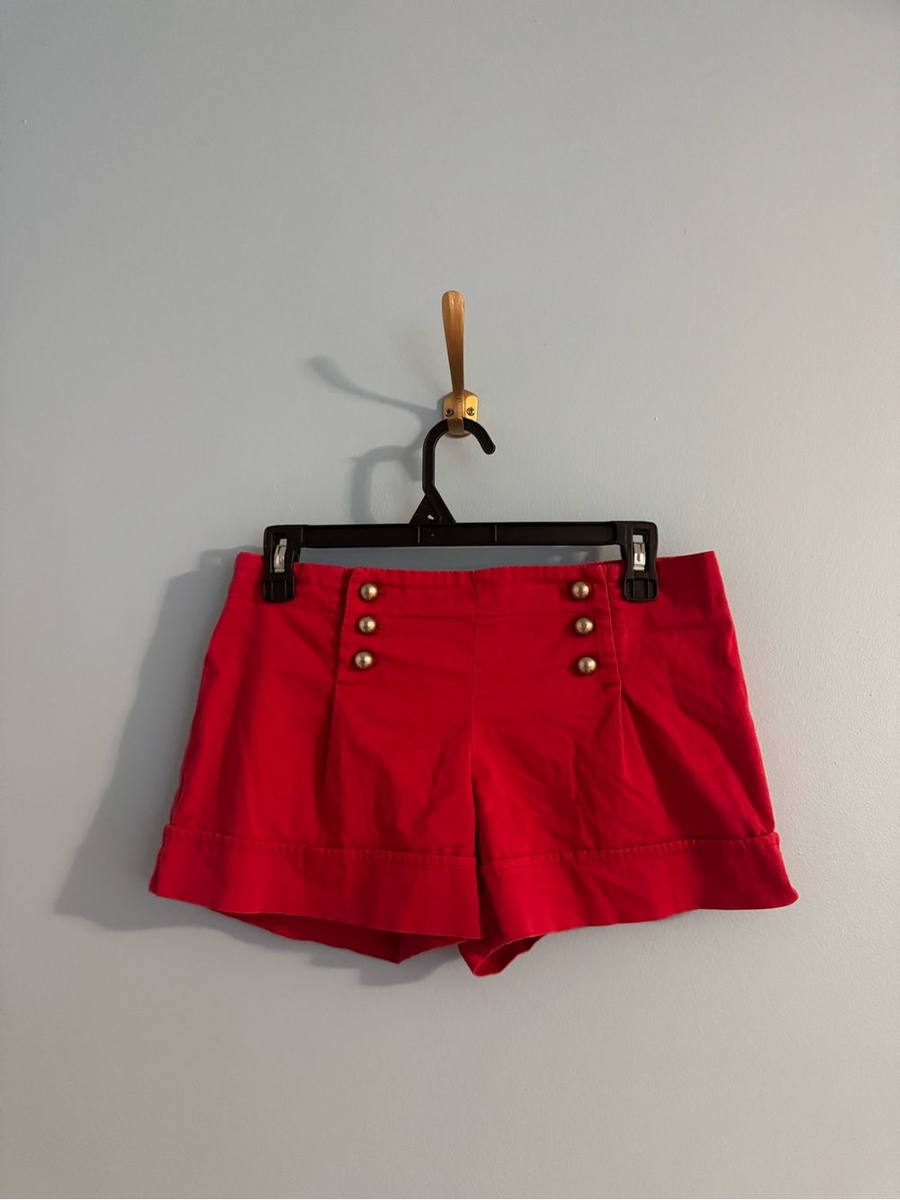 vintage y2k micro mini red shorts with button detail from “lola” size 5